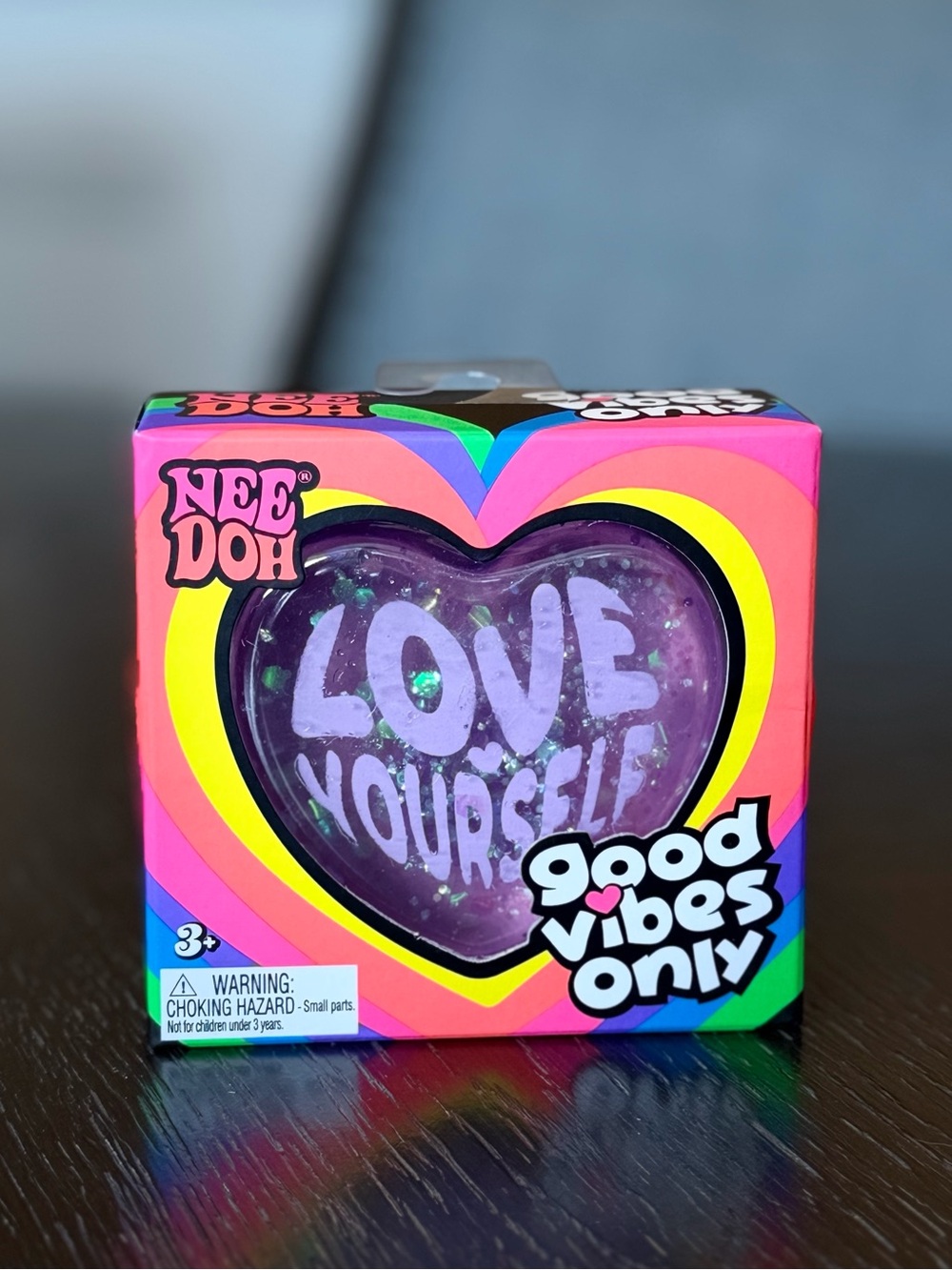 NeeDoh Good Vibes Only 'Love Yourself' Purple Squeeze Heart Stress Ball Viral